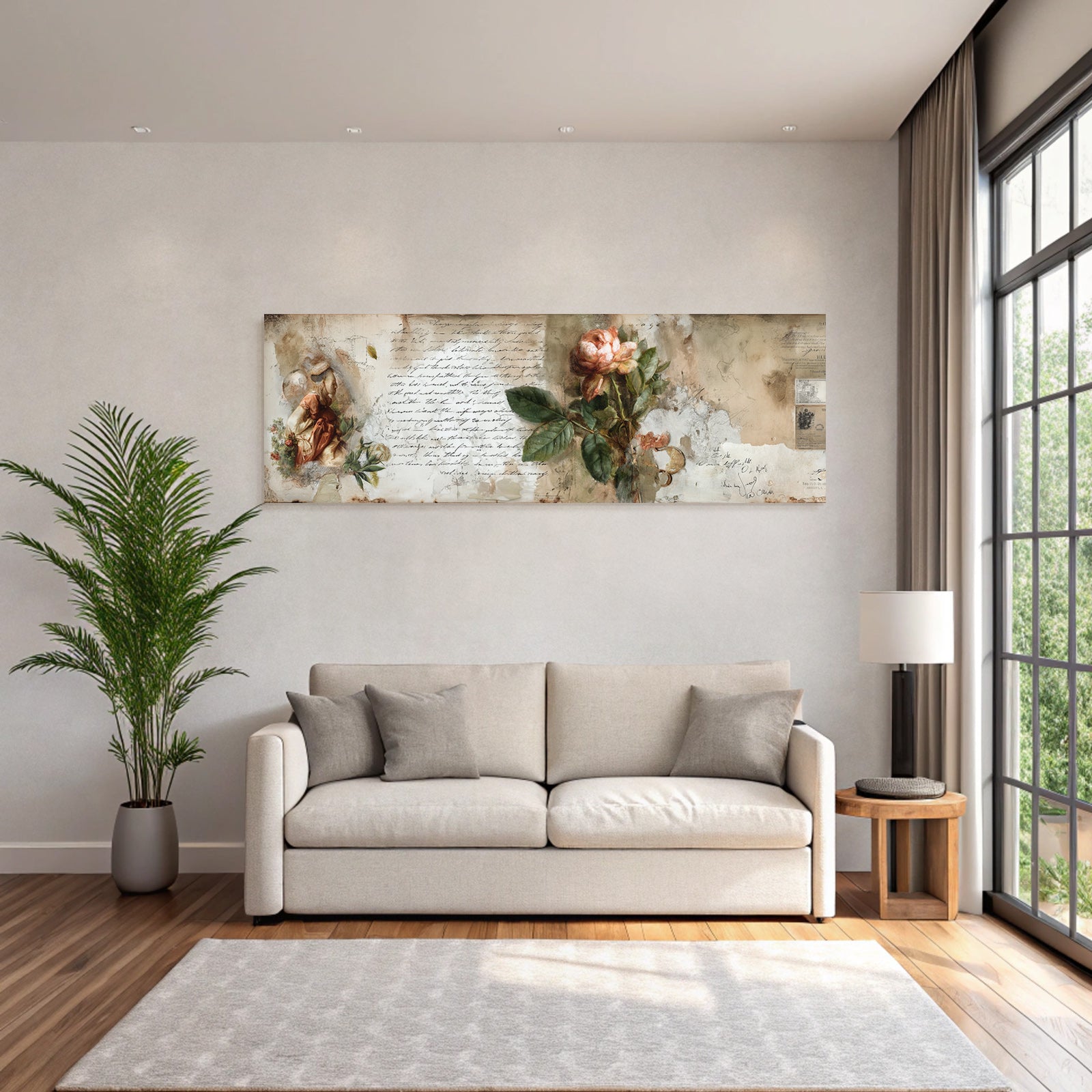 Vintage and shabby creative art with floral motifs and vintage aesthetics