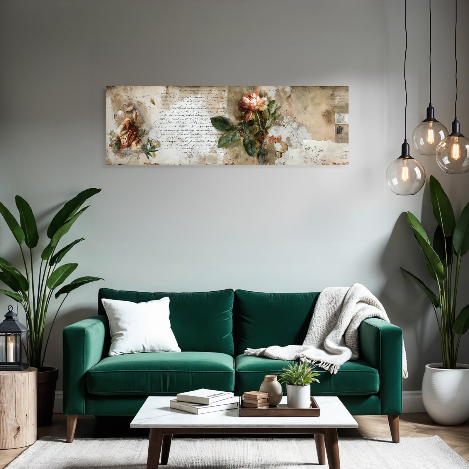 Vintage and shabby creative art with floral motifs and vintage aesthetics