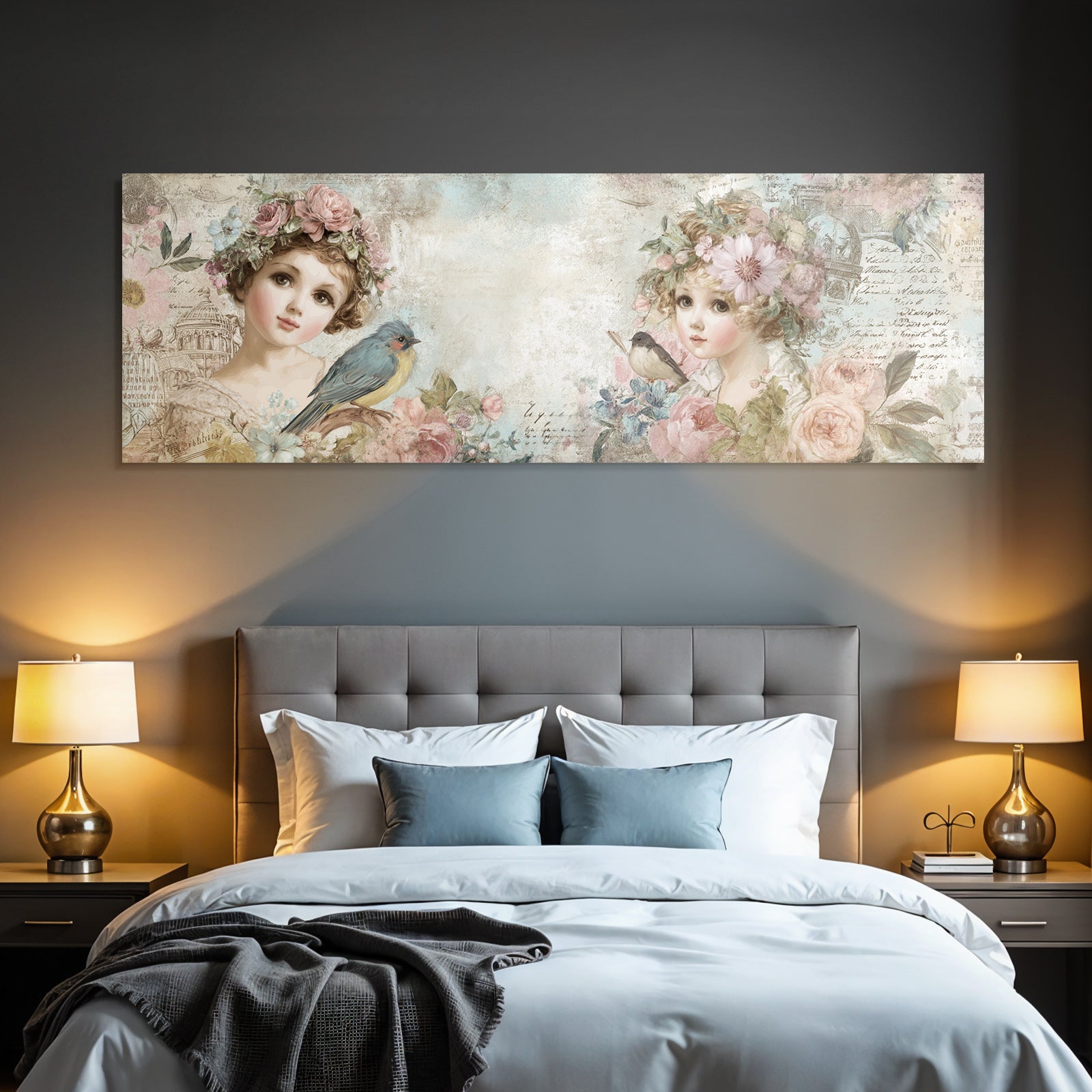 Vintage and Shabby Girl Flower Illustration