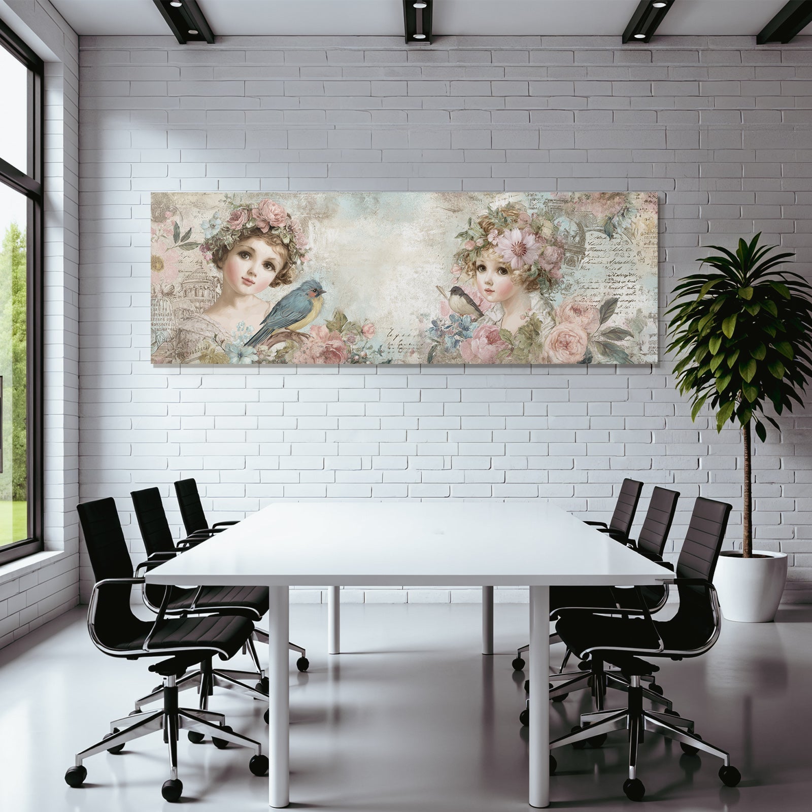 Vintage and Shabby Girl Flower Illustration