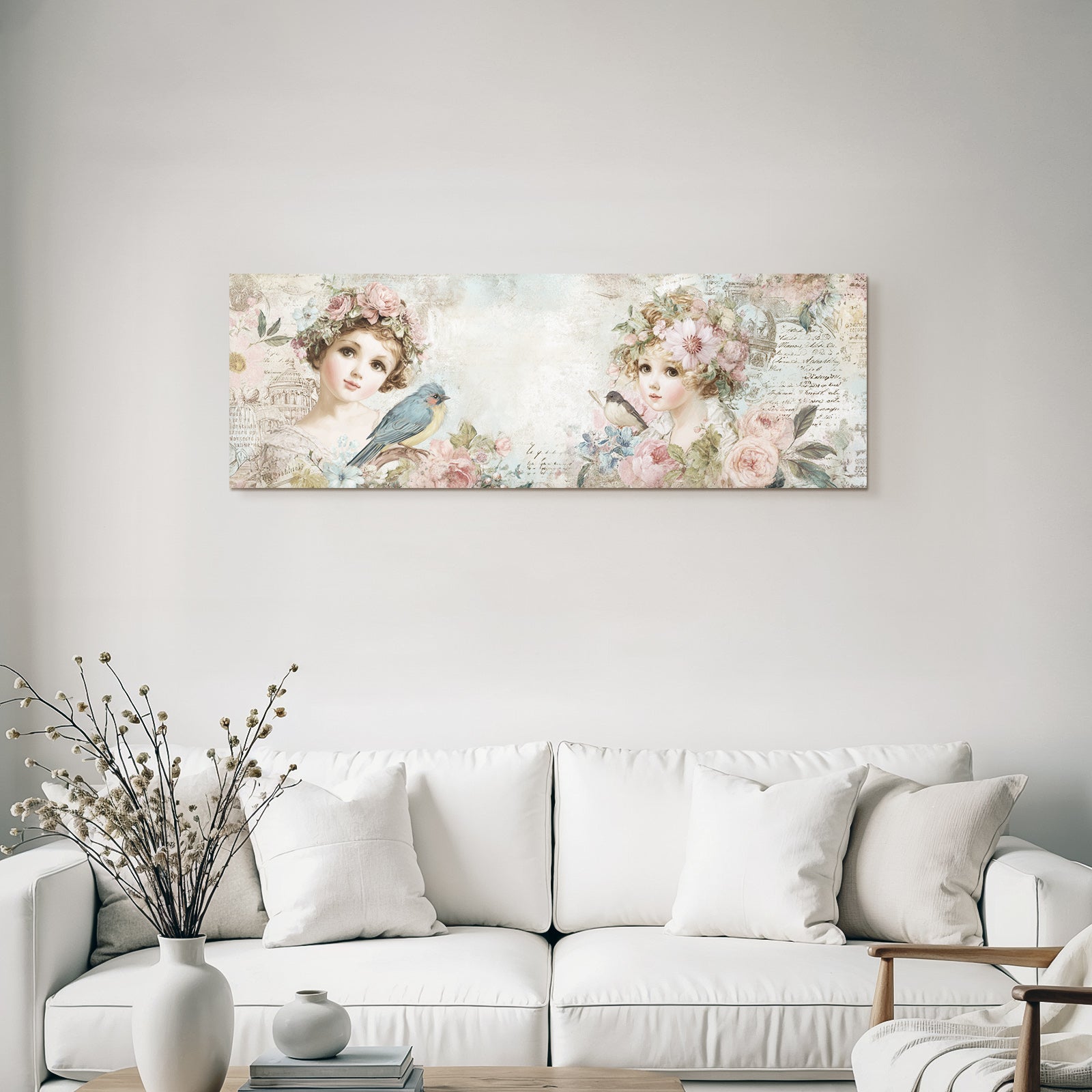 Vintage and Shabby Girl Flower Illustration