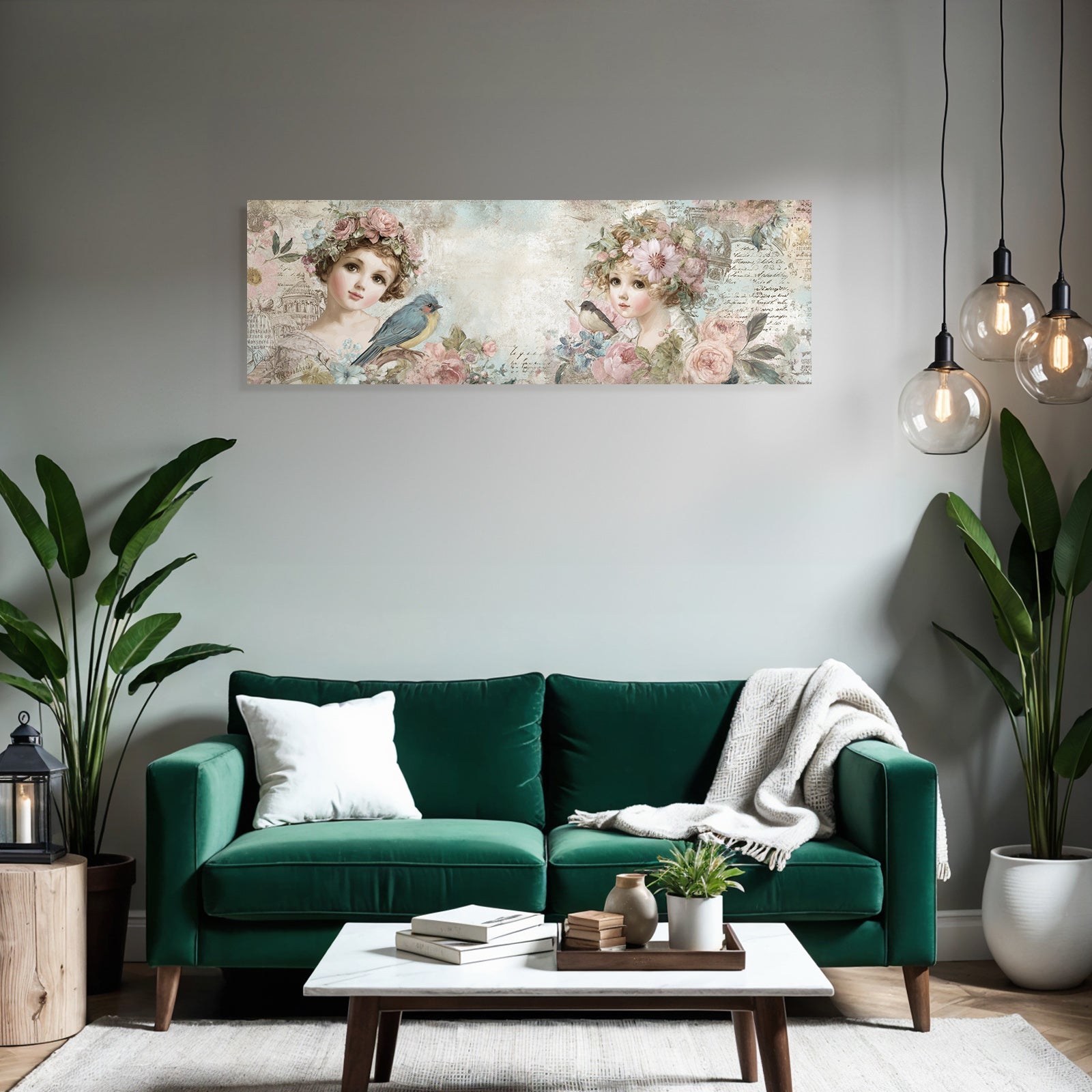 Vintage and Shabby Girl Flower Illustration