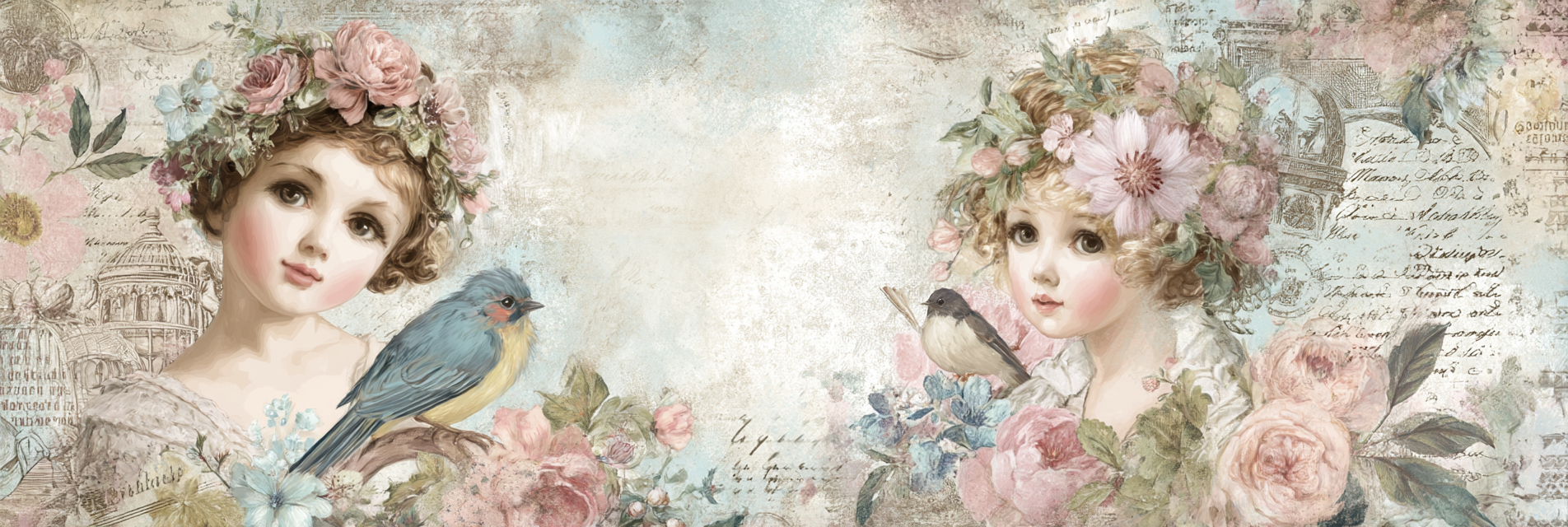 Vintage Und Shabby Maedchen Blumen Illustration | Vintage Shabby | Einrichtungsstile
