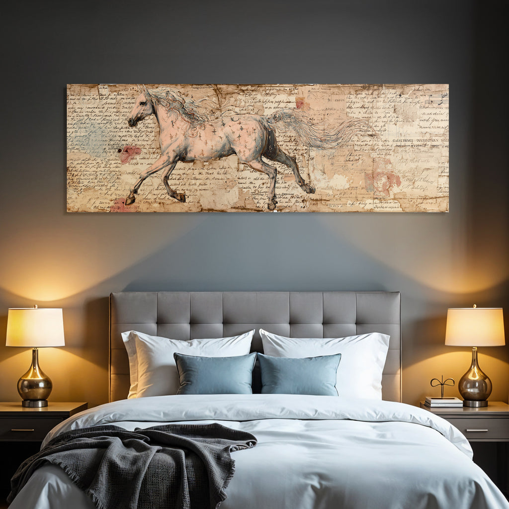 Vintage Und Shabby Pferd Kunst Hintergrund Handgeschriebene Notizen