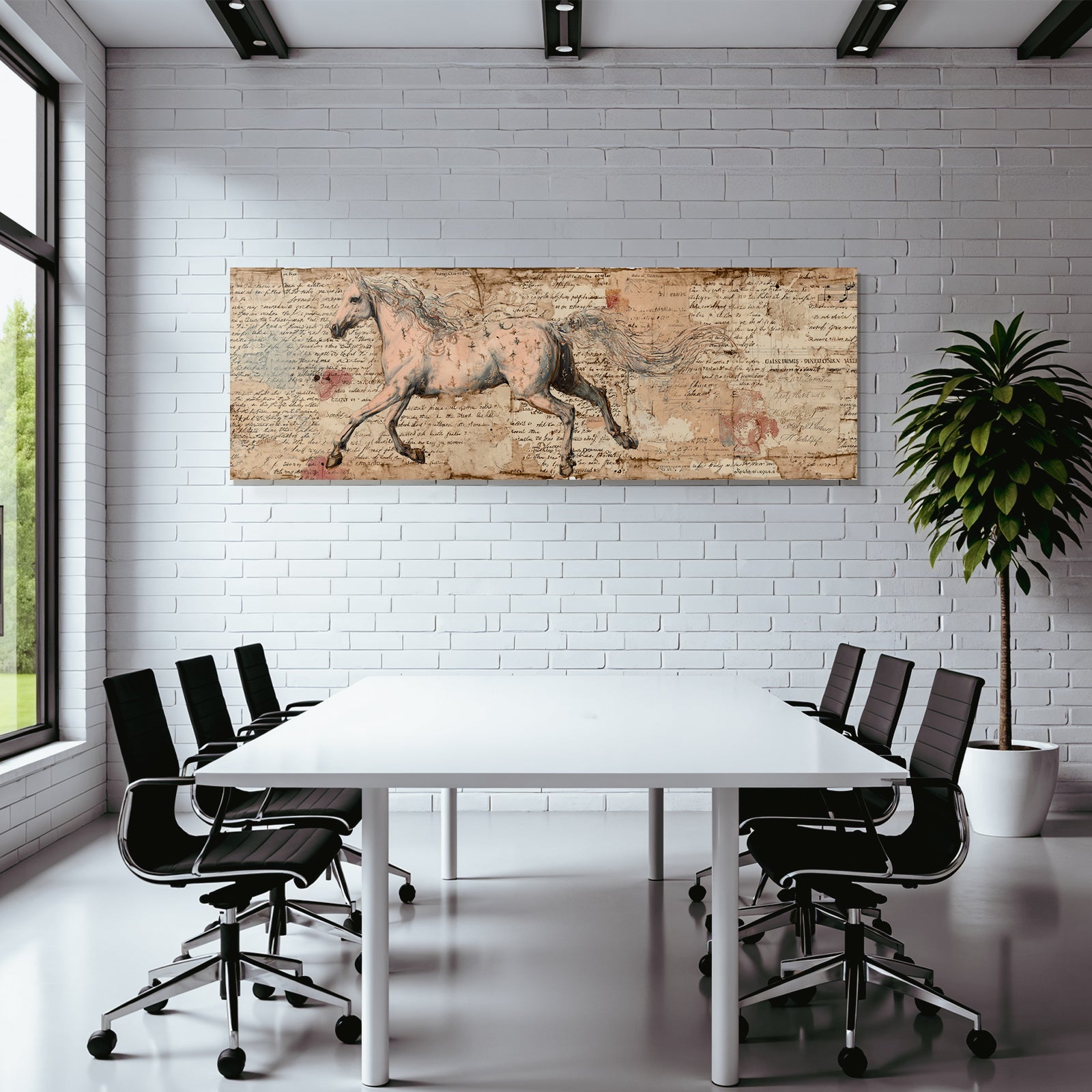 Vintage and shabby horse art background handwritten notes