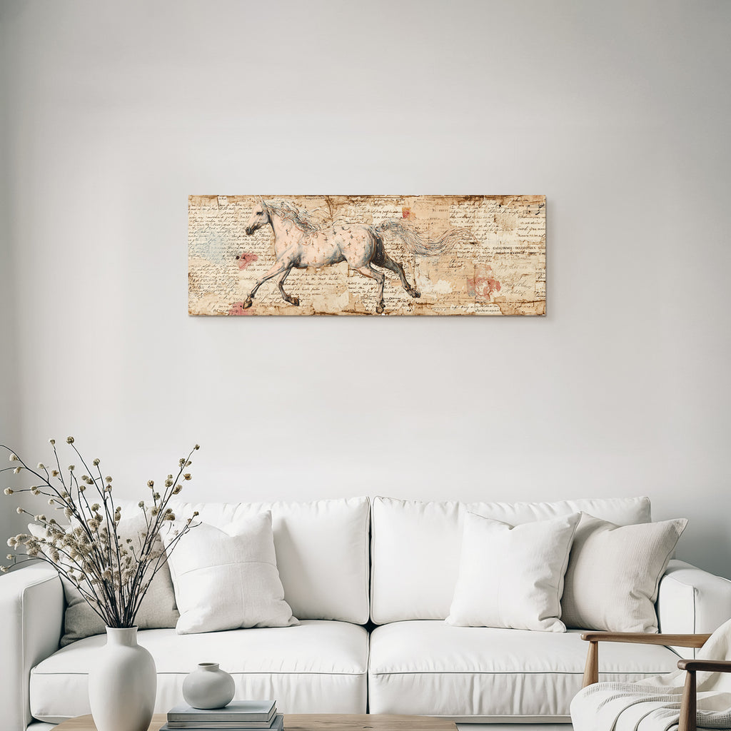 Vintage Und Shabby Pferd Kunst Hintergrund Handgeschriebene Notizen