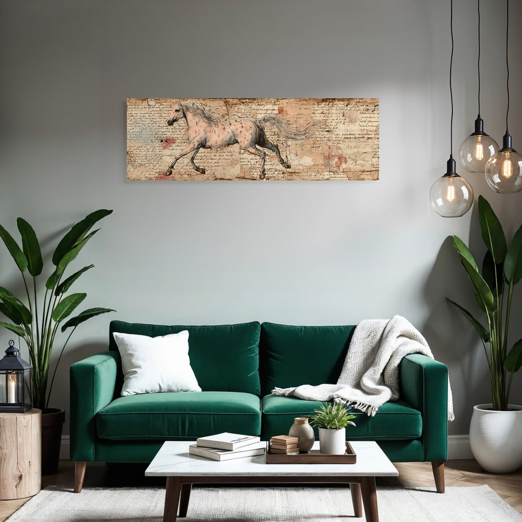 Vintage Und Shabby Pferd Kunst Hintergrund Handgeschriebene Notizen