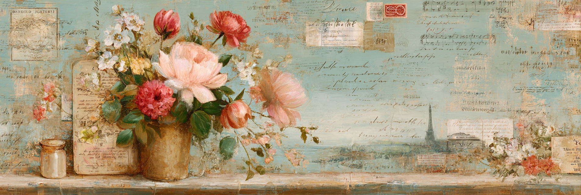 Vintage Und Shabby Vase Blumen Gemalde Mit Handwritten Briefen Vintage | Vintage Shabby | Einrichtungsstile
