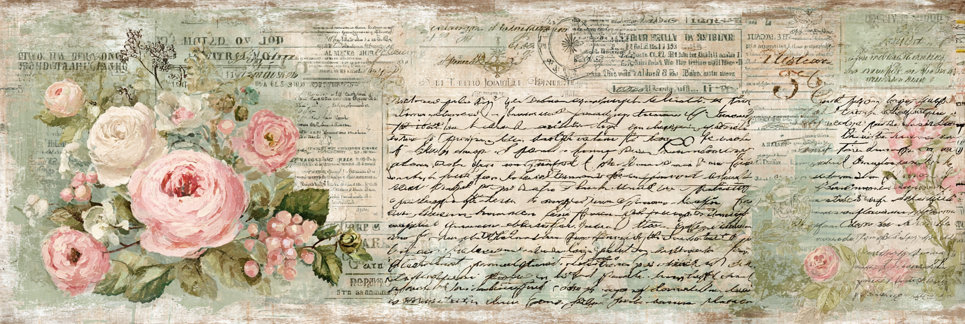 Vintage Und Shabby Vintage Blumen Design Alte Schrift Zeitungs Textur | Vintage Shabby | Einrichtungsstile