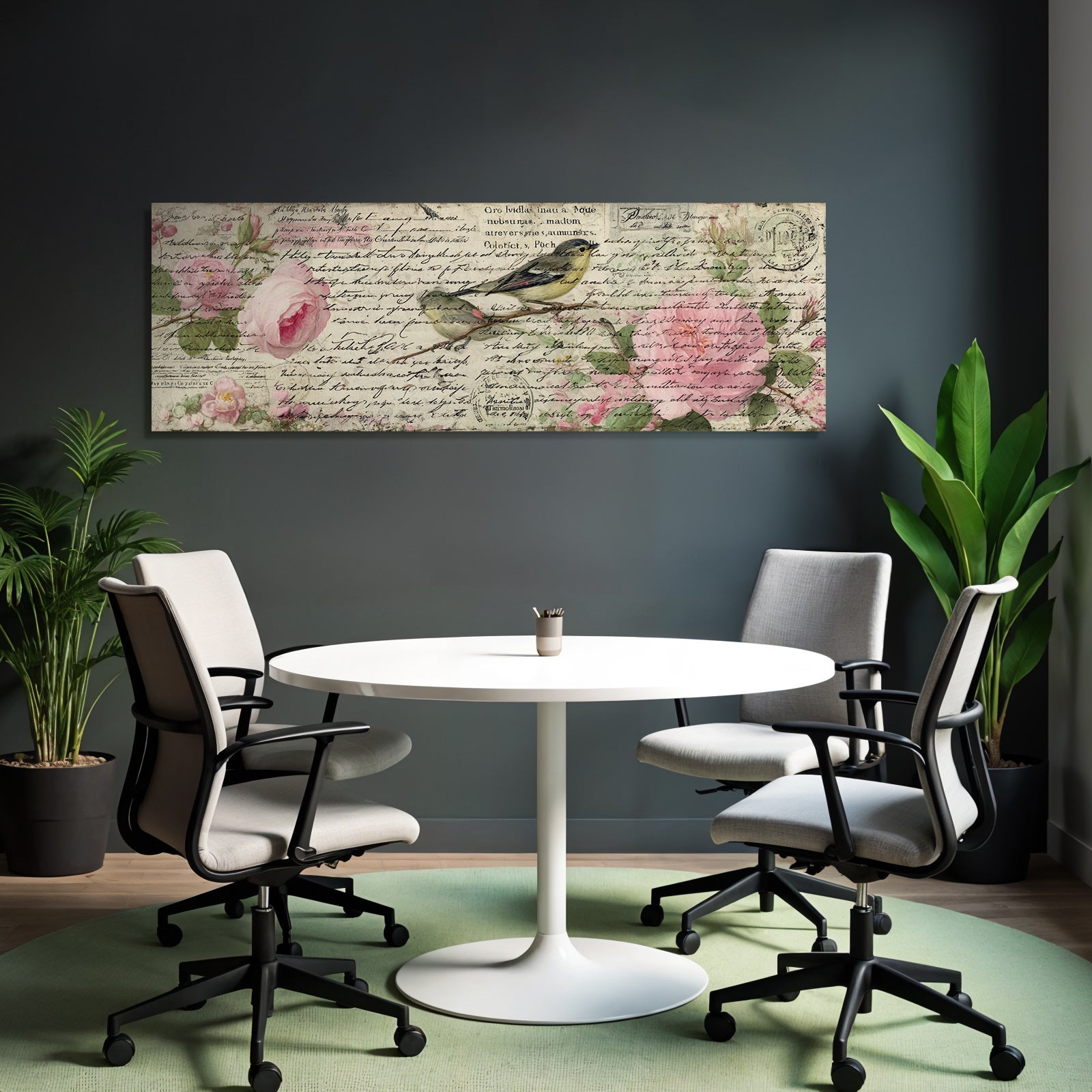Vintage and shabby vintage illustration flowers birds handwriting decorative elements