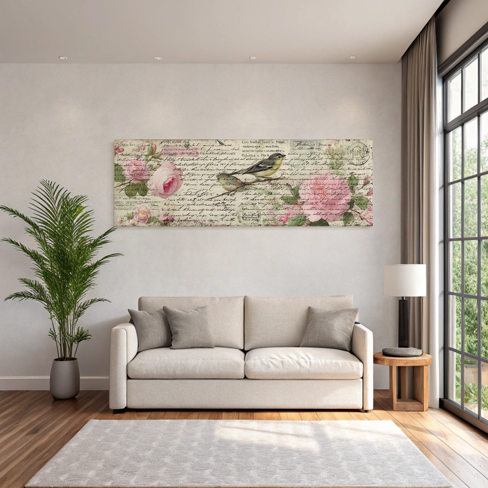 Vintage and shabby vintage illustration flowers birds handwriting decorative elements