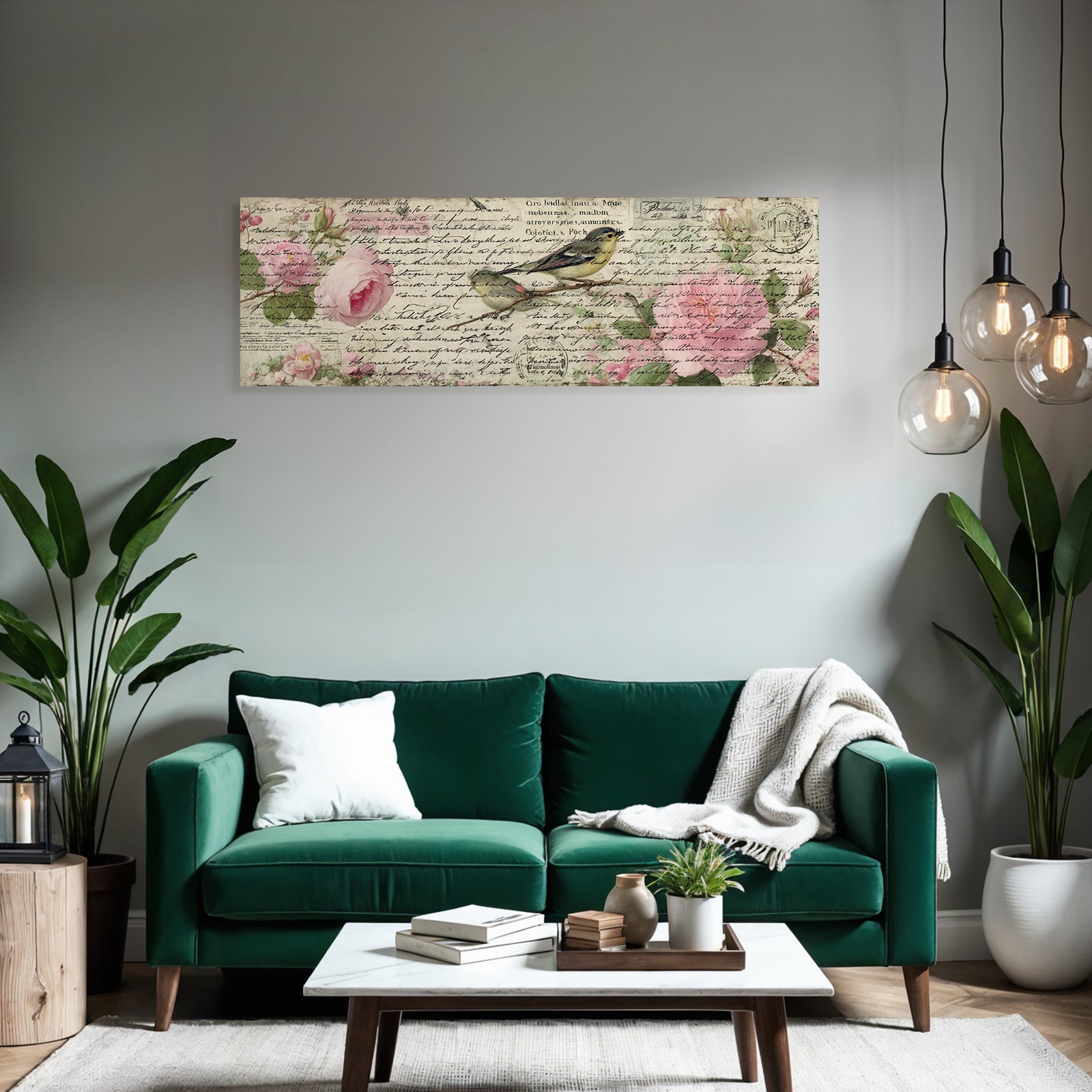Vintage and shabby vintage illustration flowers birds handwriting decorative elements
