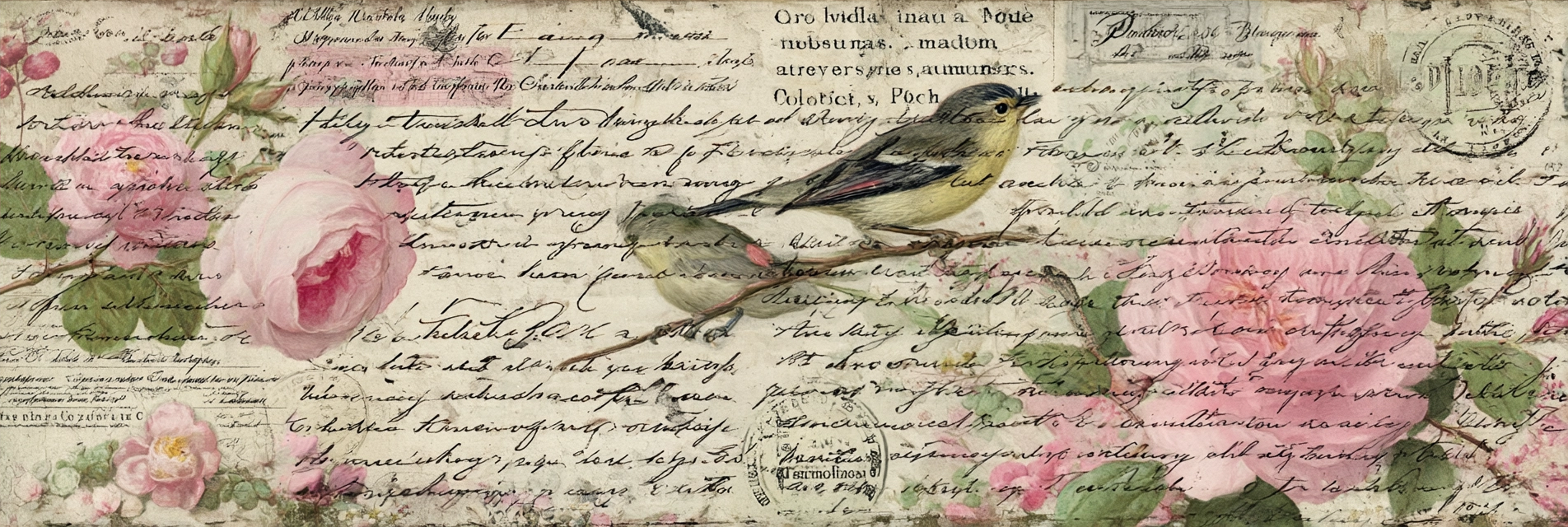 Vintage Und Shabby Vintage Illustration Blumen Voegel Handschrift Dekorelemente | Vintage Shabby | Einrichtungsstile