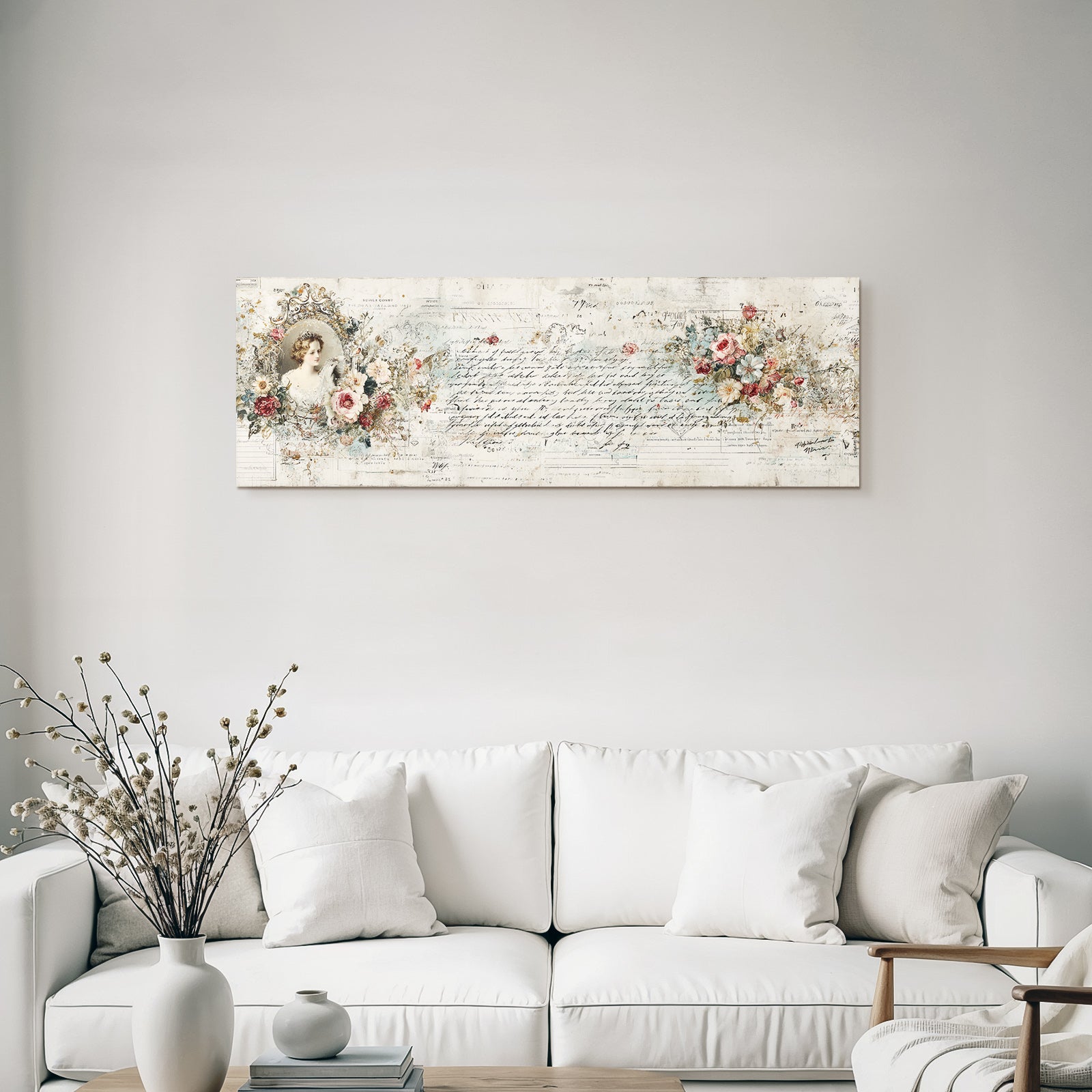 Vintage and shabby vintage portrait with flowers and handwritten text