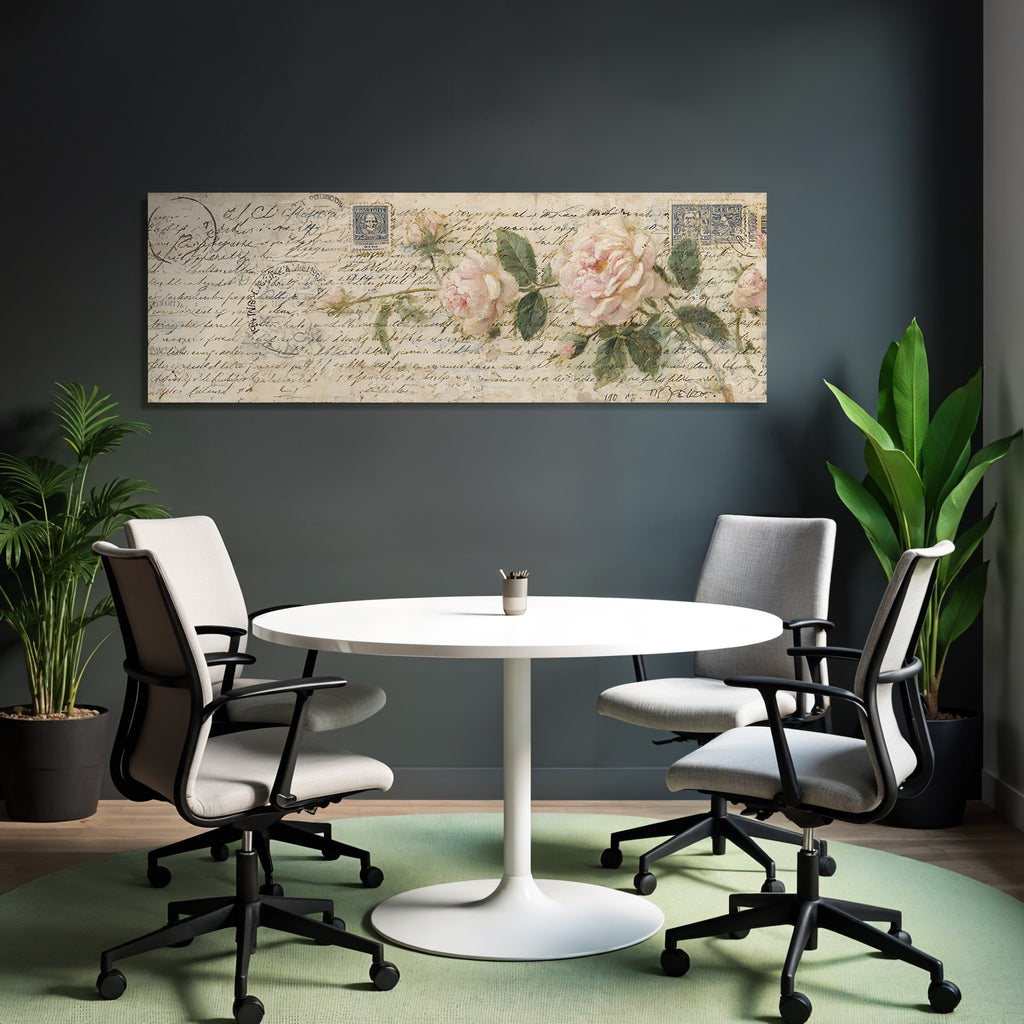 Vintage Und Shabby Vintage Postkarte Rosetten Handgeschriebener Text Mit Poststempeln