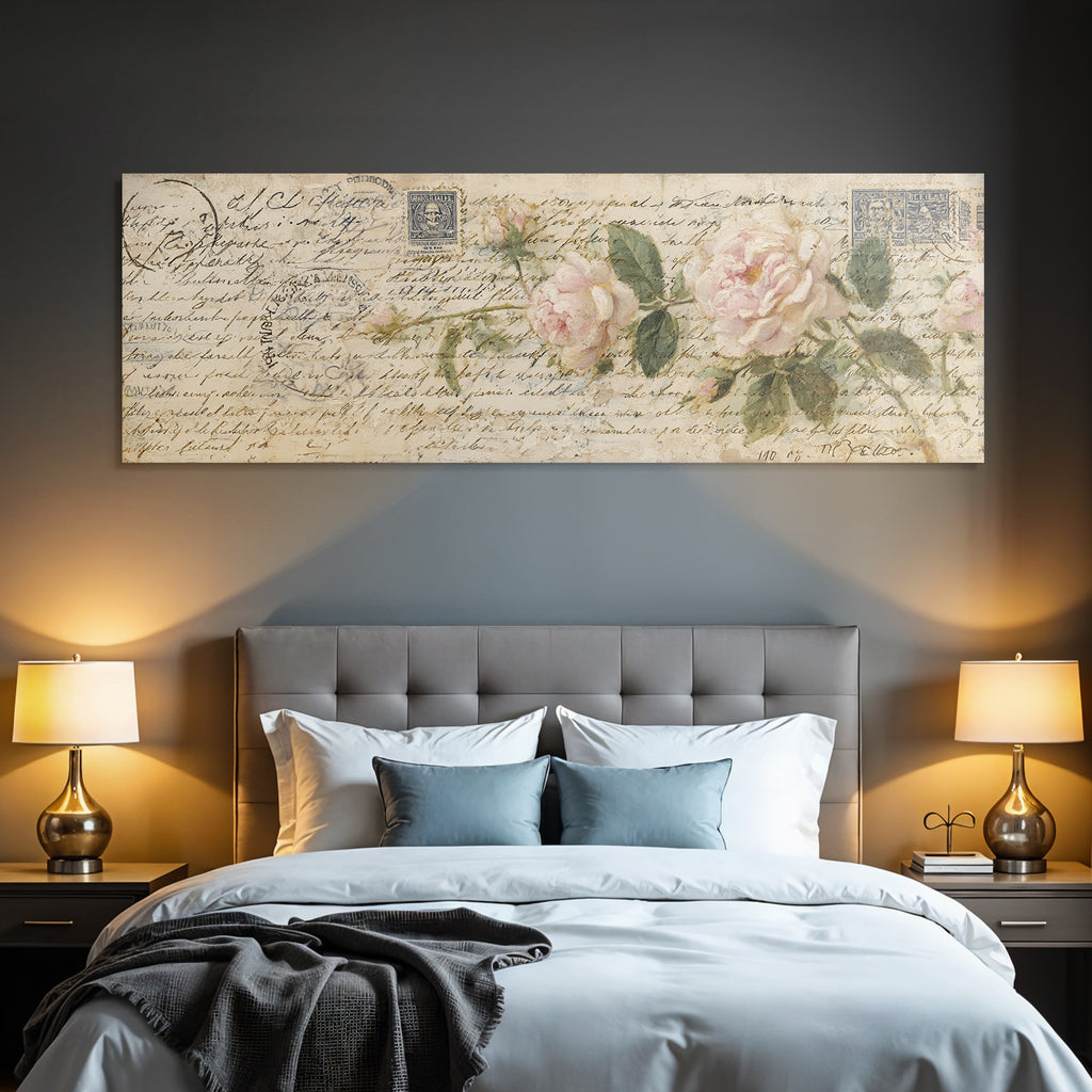 Vintage Und Shabby Vintage Postkarte Rosetten Handgeschriebener Text Mit Poststempeln