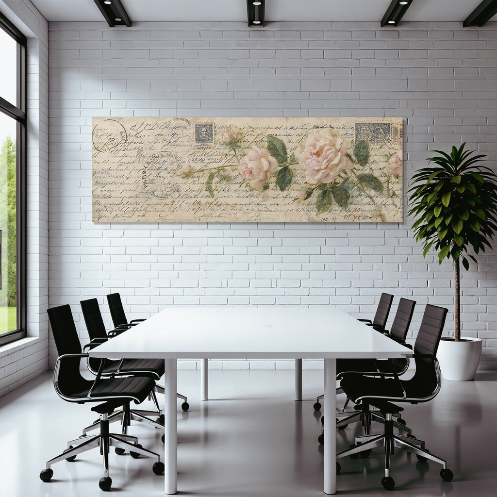 Vintage Und Shabby Vintage Postkarte Rosetten Handgeschriebener Text Mit Poststempeln