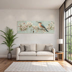 Vintage Und Shabby Vogel Auf Astemblumen Mit Schluessel Und Text