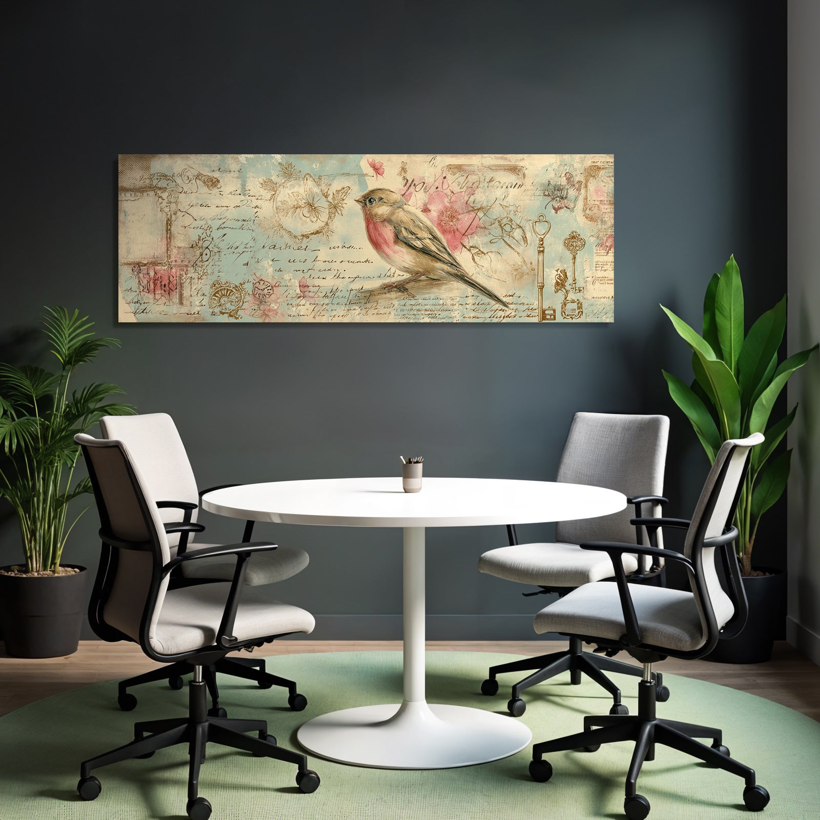 Vintage and shabby bird illustration decorative elements