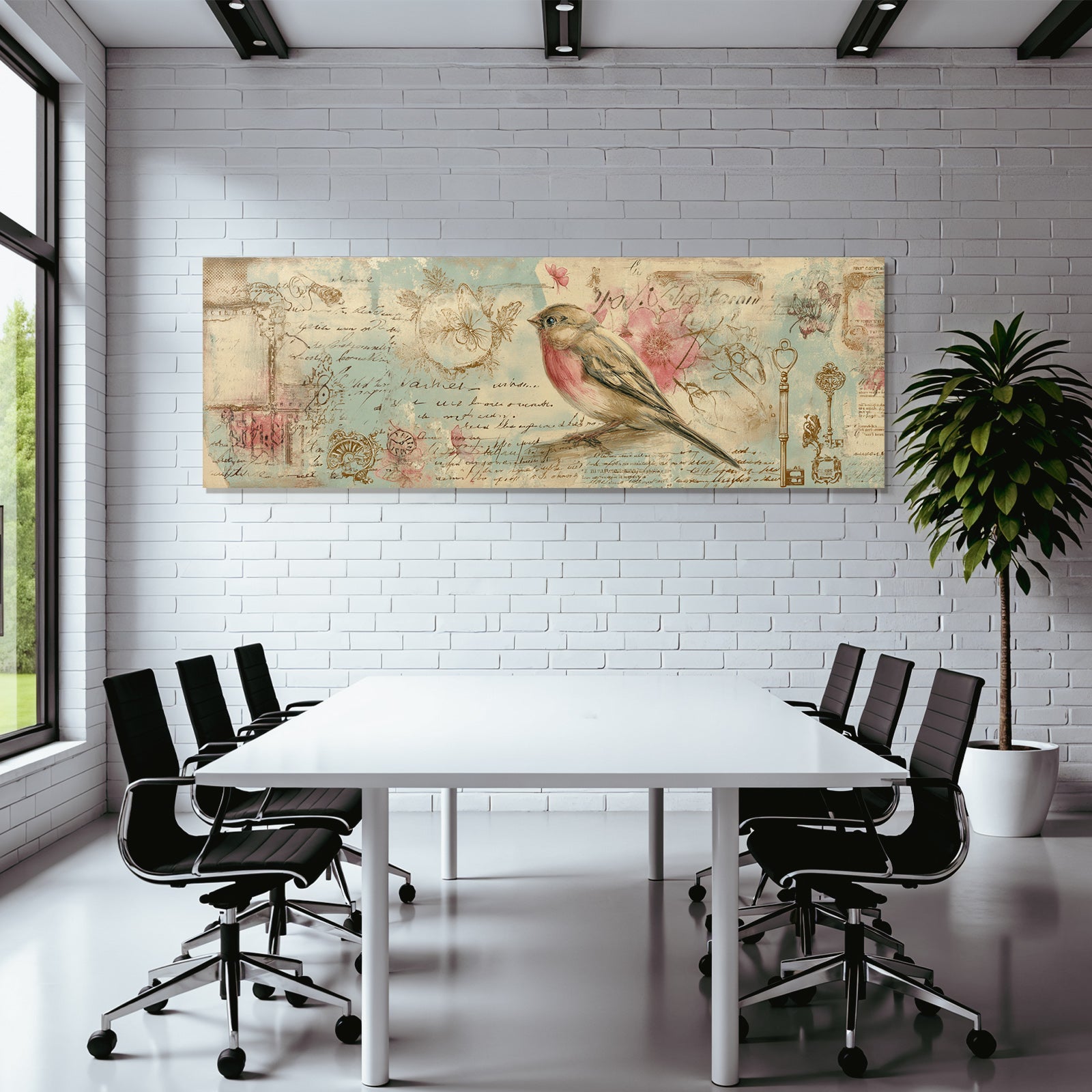 Vintage and shabby bird illustration decorative elements