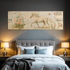 Vintage Und Shabby Weisser Pferd Blumen Handgeschriebene