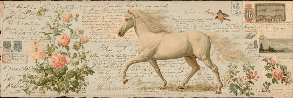 Vintage Und Shabby Weisser Pferd Blumen Handgeschriebene | Vintage Shabby | Einrichtungsstile