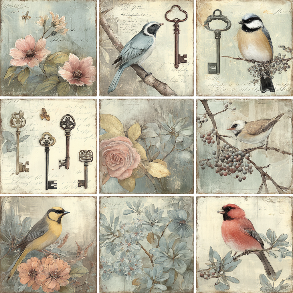 Vintage Und Shabby Blumen Und Vogel Collage | Vintage Shabby | Einrichtungsstile