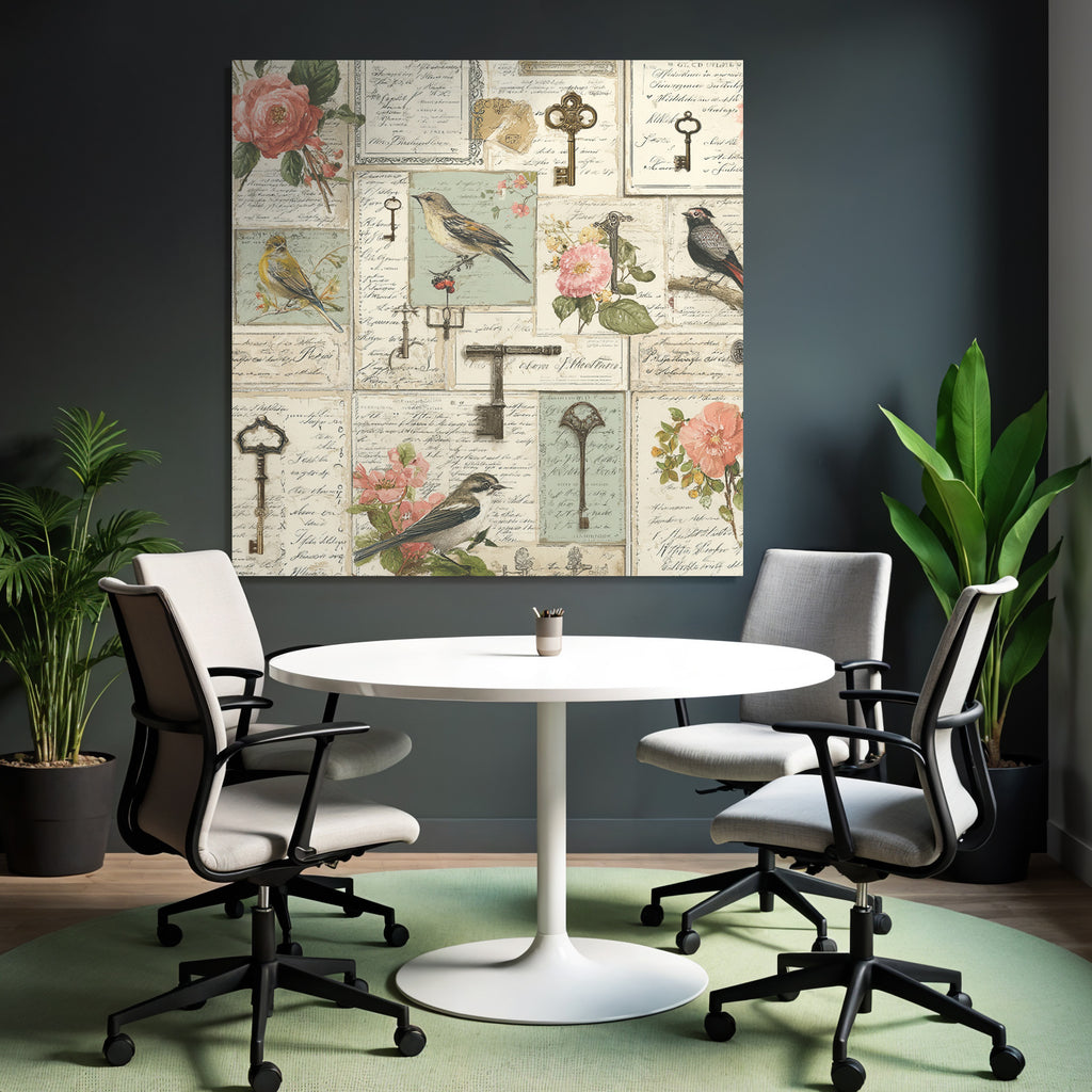 Vintage Und Shabby Blumen Voegel Schluessel Vintage Muster