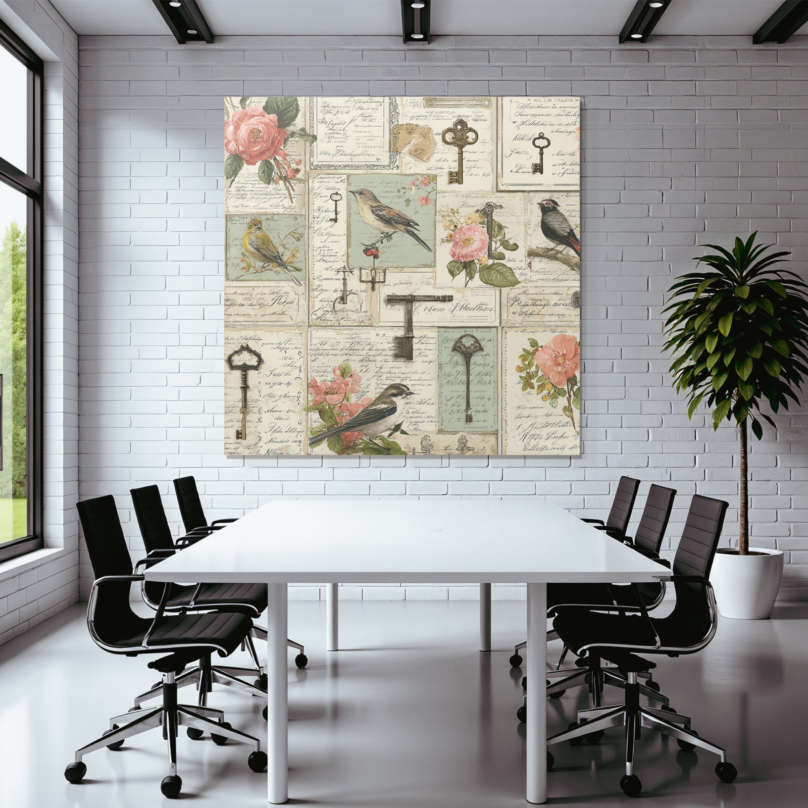 Vintage and shabby flowers and birds keys, vintage patterns