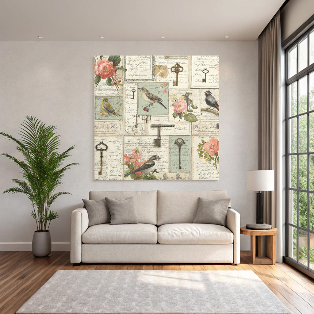 Vintage Und Shabby Blumen Voegel Schluessel Vintage Muster