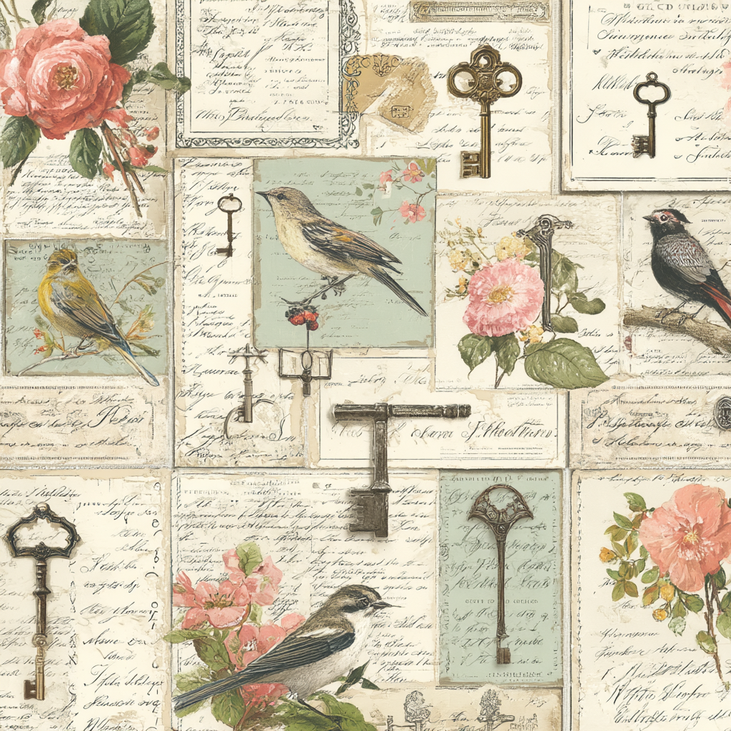Vintage Und Shabby Blumen Voegel Schluessel Vintage Muster | Vintage Shabby | Einrichtungsstile