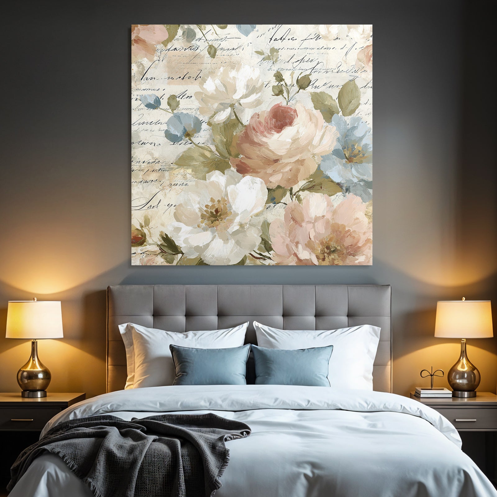 Vintage and shabby floral pattern with handwritten text