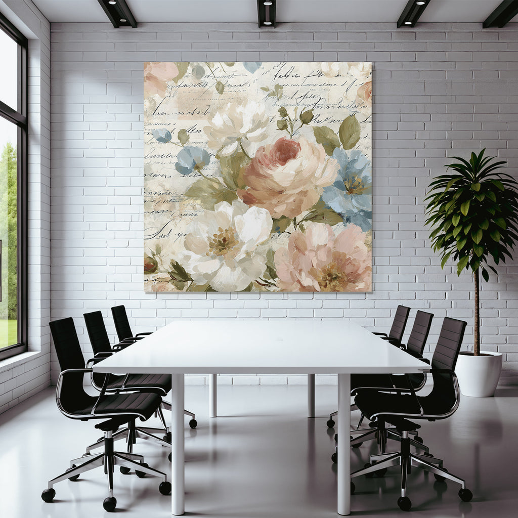 Vintage Und Shabby Blumermuster Mit Handschriftlichem Text