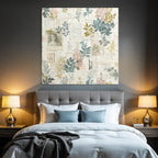 Vintage Und Shabby Blumige Collage Mit Vintage Rahmen Und Botanischen Illustrationen