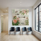 Vintage Und Shabby Collage Blumen Hausschluessel Hand Geschrieben