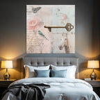 Vintage Und Shabby Collage Schmetterling Blume Vogel Schluessel Pferd Alte Notizen