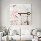 Vintage Und Shabby Collage Schmetterling Blume Vogel Schluessel Pferd Alte Notizen