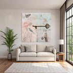 Vintage Und Shabby Collage Schmetterling Blume Vogel Schluessel Pferd Alte Notizen