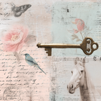 Vintage Und Shabby Collage Schmetterling Blume Vogel Schluessel Pferd Alte Notizen | Vintage Shabby | Einrichtungsstile