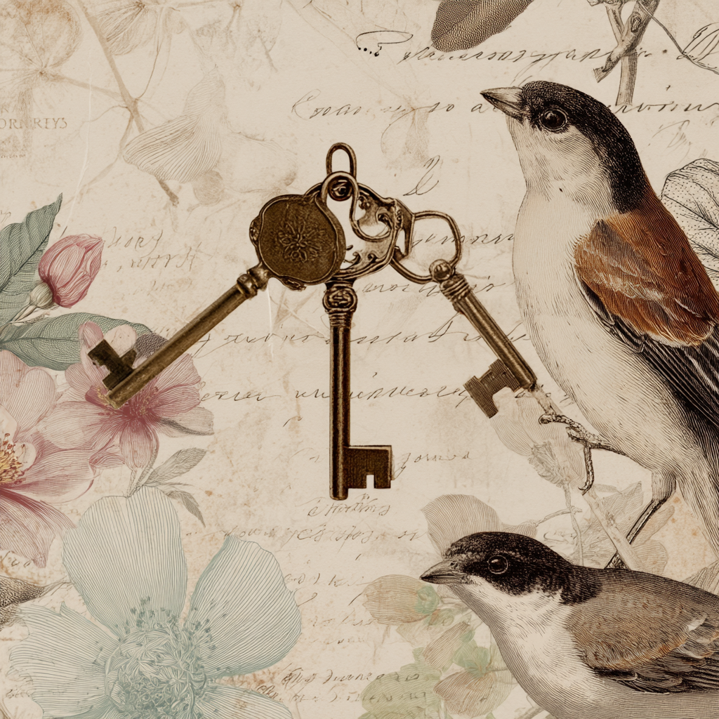 Vintage Und Shabby Kunstvolle Tasten Voegel Flora Hintergrund | Vintage Shabby | Einrichtungsstile