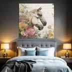 Vintage Und Shabby Pferd Und Blumen