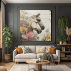 Vintage Und Shabby Pferd Und Blumen