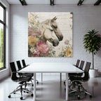 Vintage Und Shabby Pferd Und Blumen