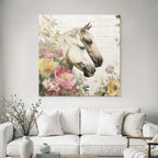 Vintage Und Shabby Pferd Und Blumen