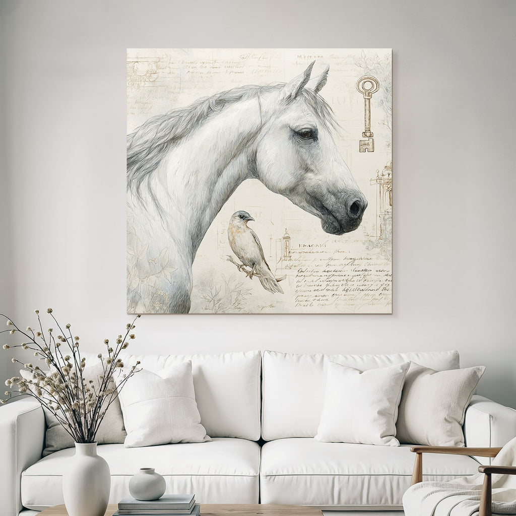 Vintage Und Shabby Pferdekopf Und Vogel Mit Hintergrund Elemente Und Text