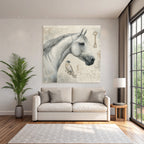 Vintage Und Shabby Pferdekopf Und Vogel Mit Hintergrund Elemente Und Text