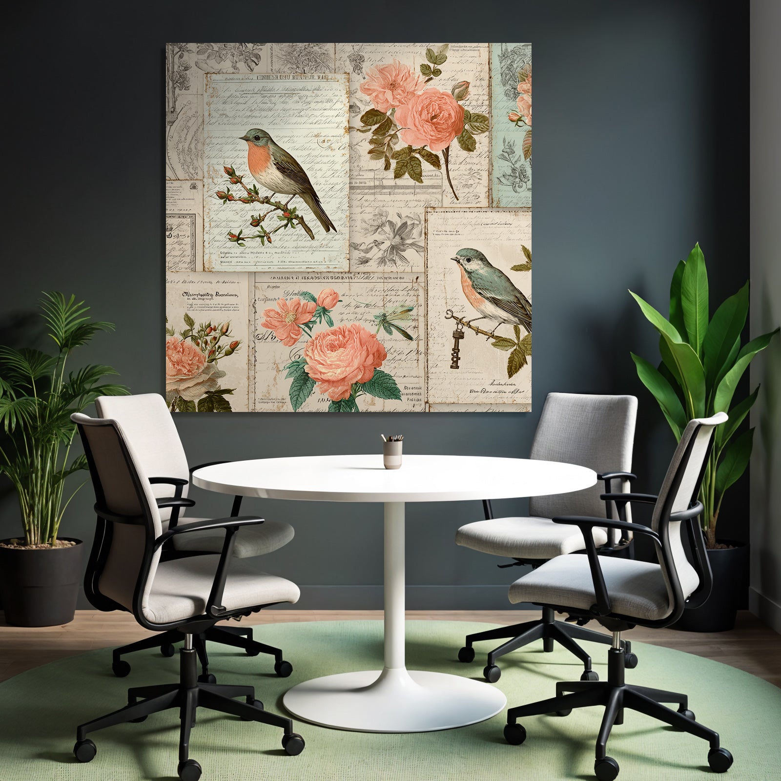 Vintage and Shabby Vintage Collage Birds and Flowers