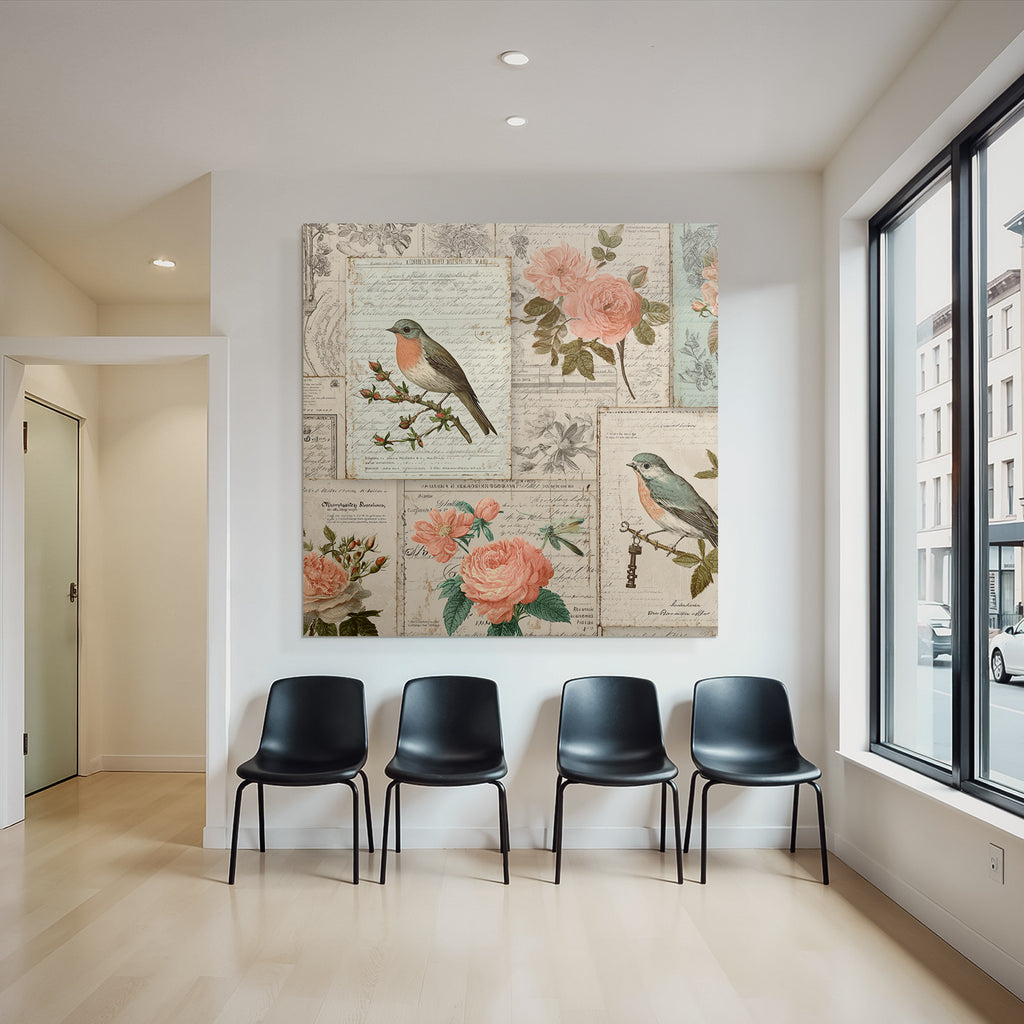 Vintage Und Shabby Vintage Collage Voegel Und Blumen