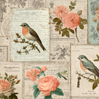 Vintage Und Shabby Vintage Collage Voegel Und Blumen | Vintage Shabby | Einrichtungsstile