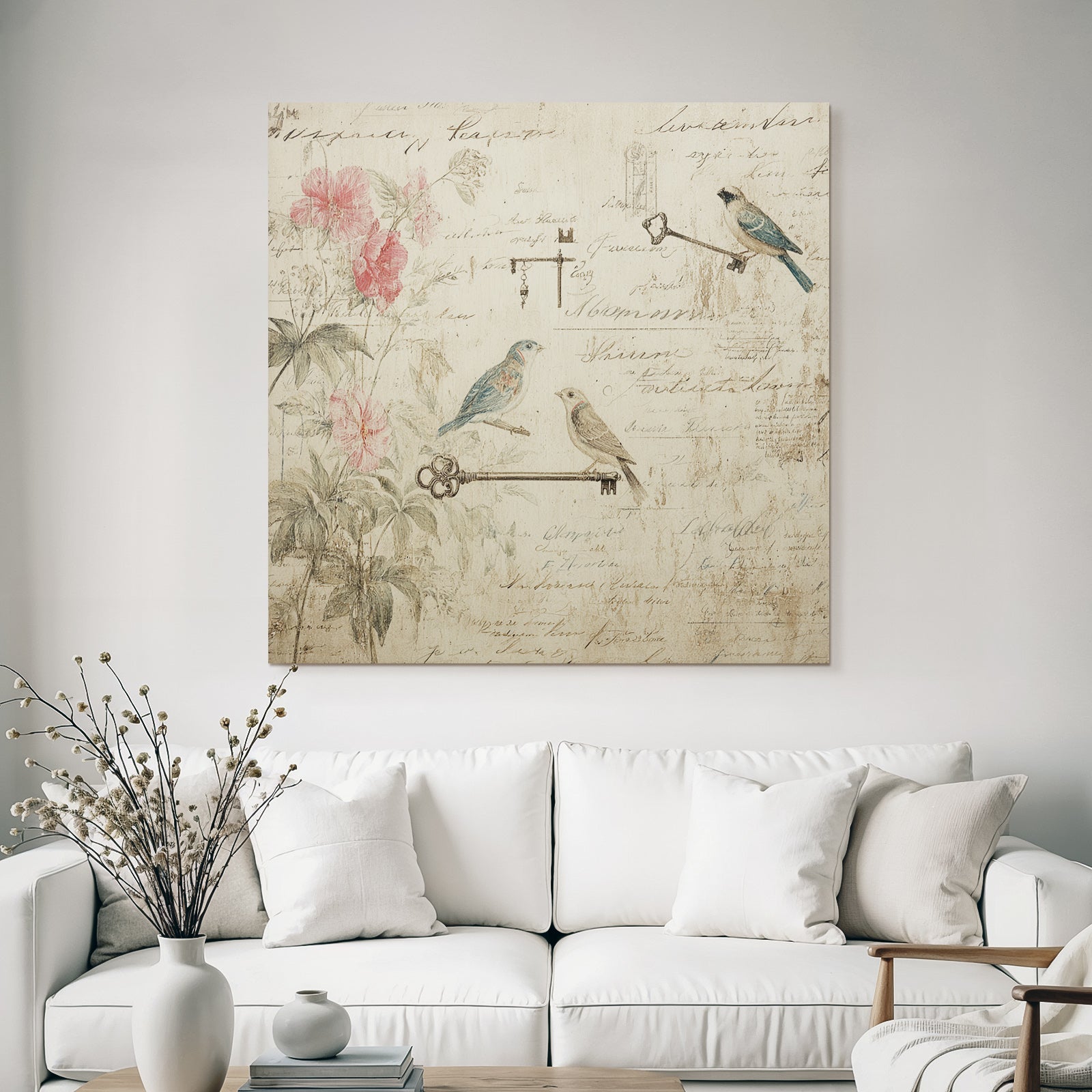 Vintage and Shabby Vintage Floral Birds Handwriting